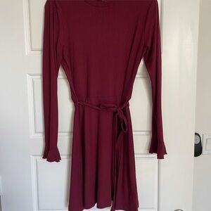 H&M - Elegant Burgundy Long Sleeve Dress - size M